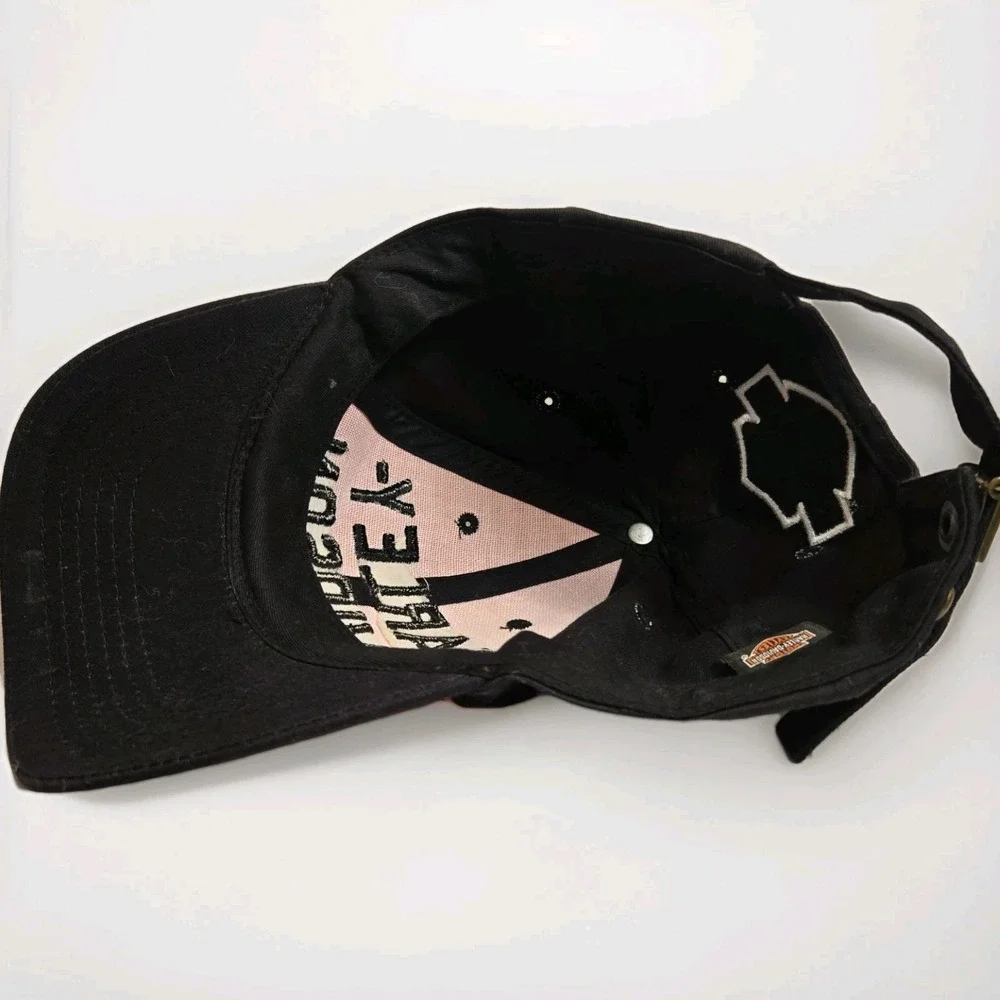 Harley-Davidson Motorcycle Block Letter Cap Hat‎ Men's Black Orange Embroidered